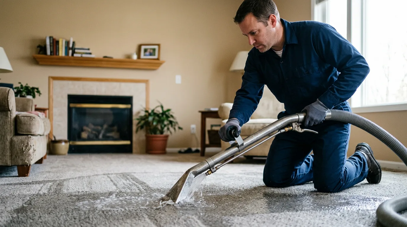 Water damage restoration technician working near Bruington, VA